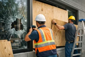 Georgia Emergency Board Up After Glass Damage